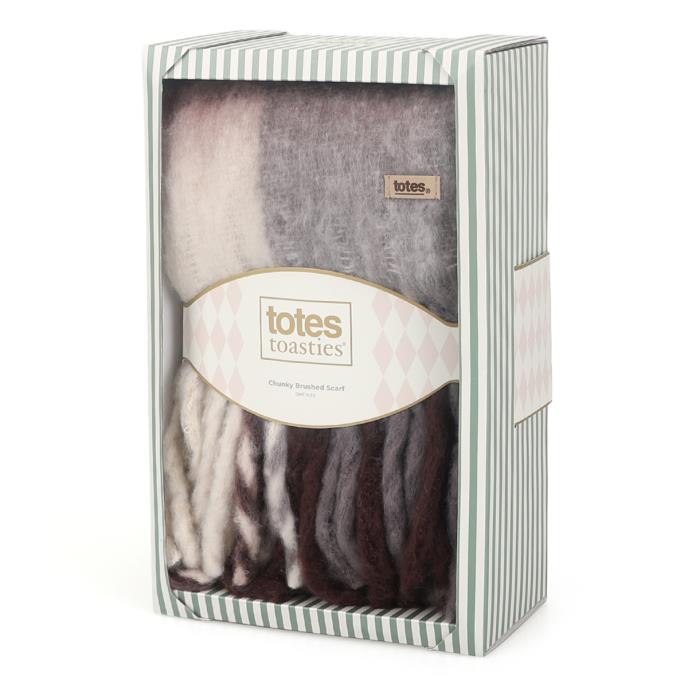 totes toasties® Ladies Chunky Brushed Scarf Burgundy Mix Extra Image 1
